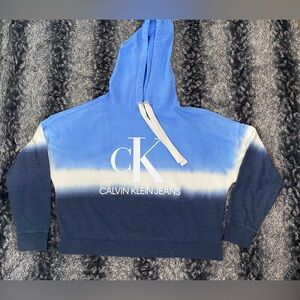 Calvin Klein Women’s Medium Blue Tie Dye Oversized Hoodie Sweatshirt